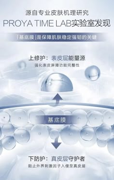 an advertisement for the proya time lab in china, with water droplets on it