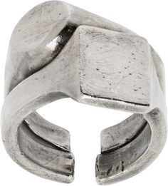 Find TITLE OF WORK Double Stacked Large Signet Ring on Editorialist. Handcrafted tiered open signet ring in sterling silver. Logo engraved at inner band. Supplier color: Silver Silver Signet Ring, Silver Logo, Split Ring, Signet Ring, Split, Jewelry Rings, Mens Jewelry, Jewelry Accessories, Top Brands