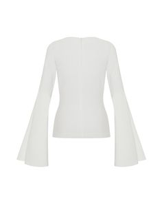 Elevate your wardrobe with the Atlas Bell Sleeve Top. Made from lightweight stretch crepe, this top features an engineered elbow pleat that adds volume to the sleeves, creating a sleek yet dramatic silhouette. Features am engineered elbow pleat and a zipper in the back. Designed in Los Angeles, made in Istanbul. 88% Polyester 12% Elastane Dry Clean Only Bell Sleeve, European Models, Knit Loungewear, Stocking Fillers For Him, Stocking Fillers For Her, Fashion Group, Blazer With Jeans, Coat Dress, Independent Designers Fashion