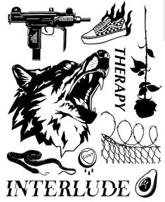 an image of some animal related items in black and white, with the words intrude written below it