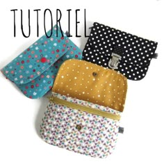 four small purses are lined up on top of each other with the words, how to sew