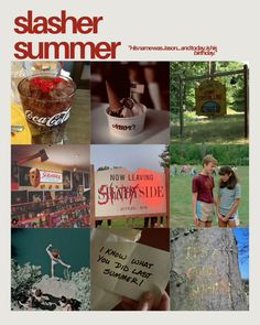 a collage of photos with the words slusher summer written on each photo