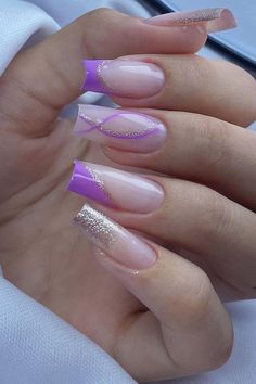 New Year Nails, Violet Nails, Gel Nails French, Multicolored Nails, Summer Nail Ideas, Nails Designer, May Nails, Summer Toe Nails, Spring Nail Designs