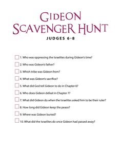 a question card with the words, cideon scavenger hunt judges 6 - 8