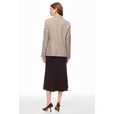 Grey (71% Virgin Wool, 20% Viscose, 9% Silk). Jackets. Long Sleeve. Front Button Closure. Shoulder to Hemline Length: 26". Imported. Fall Workwear Sport Coat With Button Closure, Long Sleeve Skirt Suit With Pockets For Workwear, Fall Sport Coat With Button Closure For Work, Classic Double-breasted Outerwear For Office Wear, Double-breasted Long Sleeve Sport Coat For Office, Workwear Tweed Jacket With Lapel Collar And Button Cuffs, Fall Office Sport Coat With Double Buttons, Fall Sport Coat With Double Button Closure For Office, Fall Sport Coat With Double Button Closure For Work