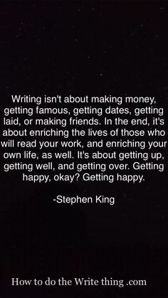 stephen king quote on writing about making money