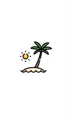 a drawing of a palm tree on an island