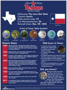 the texas state poster is shown in red, white and blue with images of different states