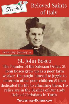 an advertisement for st john boscoo, the founder of the salem order