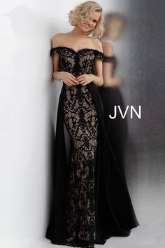 Jovani JVN62489 off the shoulder Embellished lace prom dress evening gown wedding dress with overskirt. Perfect for Prom, Weddings or any Formal Event! *Overskirt Not Included! Available Sizes: 14 in stock Colors: Ivory/Nude Renew Vows, Black Wedding Gowns, Jovani Dresses, Lace Prom Dress, Embellished Gown, Boho Dresses, Lace Evening Dresses, Dresses Elegant, Black Wedding Dresses