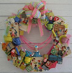 a wreath with many different items on it