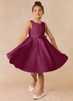 Complete your bridal party with our clean modern Matte Satin flower girl dress, Coco. Her scoop neckline is complimented by a belt with a bow at the front. The skirt is pleated beautifully to flare as she walks down the aisle. This dress is not only perfect for a flower girl at a wedding but also versatile enough for other special occasions. Satin Flower Girl Dresses, Satin Flower Girl Dress, Satin Flowers, Matte Satin, Flower Girl Dress, Clean Modern, Pink Candy, Girl Dresses, Flower Dresses