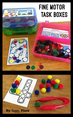 this is an image of fine motor task boxes