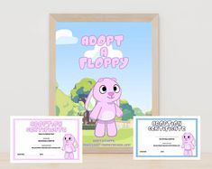 an image of a happy birthday card and certificate for adopt a flappy children's book