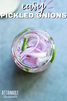 an easy pickled onions recipe in a mason jar