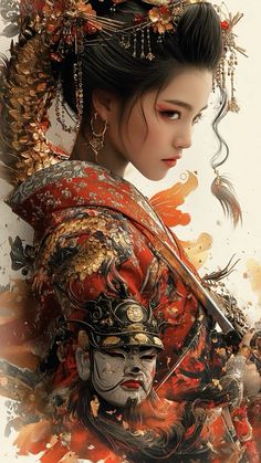 Cyberpunk Female, Memoirs Of A Geisha, Samurai Artwork, Princess Mononoke, Memoirs, Female Art, Art Girl, Cyberpunk, Asian Beauty