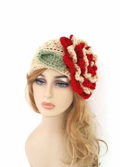 Check out this item in my Etsy shop https://www.etsy.com/listing/160835799/red-crochet-hat-womens-crochet-hat Crochet Mini Hats One Size, Hand Knitted Cloche Hat One Size, One Size Cream Crochet Hat, Crochet Hat Women, Women Winter Hats, Crochet Newsboy Hat, Crochet Hat With Brim, Hats Crochet, Crochet Slouchy Hat