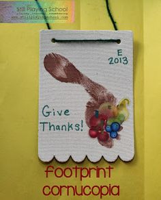 a sign that says give thanks to footprints concopia