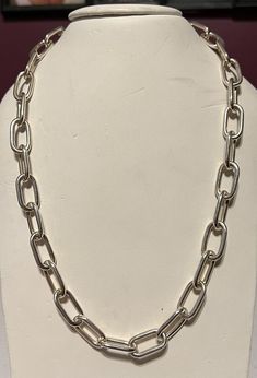 Sterling Silver Dog Chain Link Necklace 20” 70.55g RLM Studio | eBay Luxury Silver Chain Necklace With Oval Links, Silver Necklace With Chunky Oval Chain, Silver Oval Necklace With Chunky Chain, Luxury Oval Link Silver Chain Necklace, Luxury Silver Oval Link Chain Necklace, Sterling Silver Link Necklace With Polished Finish, White Gold Tarnish-resistant Chain Link Necklace, Nickel-free Metal Chain Link Necklace, Silver Chain Link Punk Necklace