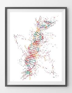 the structure of a human cell is shown in this colorful art print, with dots and lines