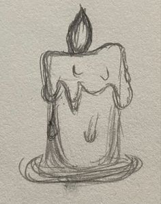 a drawing of a cake with a candle on it