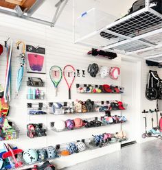 a room filled with lots of different types of sports equipment