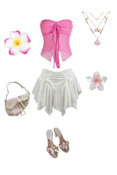 SUMMER CLOTHES BOARD HIBISCUS OUTFIT PI K WHITE DIOR AHS CUTE SUMMERY OUTIFT Hibiscus Aesthetic Outfits, Beach Girl Outfits Aesthetic, Hawaiian Summer Outfits, Tropical Outfit Aesthetic, Hibiscus Outfit, 2000s Summer Outfits, Outfits Verano Aesthetic, Fashion Outfits Fall, Beach Holiday Outfits