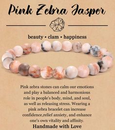 PRICES MAY VARY. Natural Crystal Bracelet: Pink zebra stones have a calming and balancing effect, reducing stress and anxiety, making people feel calm and relaxed. Wearing a pink zebra bracelet can also enhance people's confidence and courage, and enhance their willpower Healing Bracelet: Embrace the vibrant and harmonizing vibes of natural crystal stone. Natural stone bracelet can promote balance, allowing you to navigate life with confidence and enthusiasm. May wearing this spiritual crystal b Crystal Friendship Bracelet, Pink Zebra Jasper, Zebra Jasper, Spiritual Crystals, Healing Crystal Jewelry, Yoga Bracelet, Crystal Beads Bracelet, Natural Stone Bracelets, Gemstone Beaded Bracelets