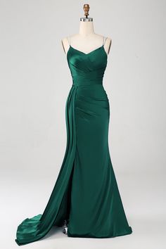 Fabric : Polyester. The fabric is comfortable for skin.   Package Contents : 1x Women Dress.   Occasion : Whether you are dressing it for a wedding party, prom, evening party or any other occasions, this party dress will be your lovely partner. Dark Green Prom Dress Satin, Classy Green Prom Dress, Prom Dresses Green Dark, Emerald Dress Formal, Navy Dress Prom, Royal Green Dress, Long Dark Green Dress, Classy Prom Dresses Elegant, Dark Green Formal Dress