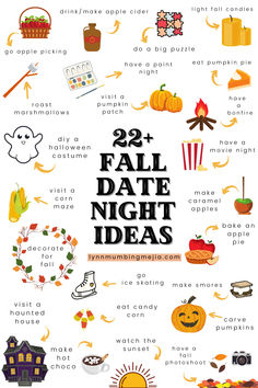 22+ Fall Date Night Ideas | Lynn Mumbing Mejia Couple Things To Do In Fall, Fall Craft Date Night, Letter Date Ideas, Date Idea For Boyfriend, Fall List Of Things To Do Couples, Date Ideas With Husband, Couples Night In Ideas, Ideas For Things To Do, Things To Do With Your Boyfriend At Home Ideas