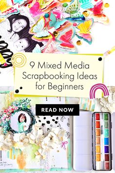 an assortment of mixed media scrapbooking ideas for beginners