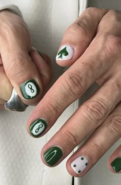 Men’s Painted Fingernails, Green Gel Nails Short Design, Masculine Painted Nails, Masculine Gel Nails, Nails For Men Aesthetic, 8ball Nails Men, Short Nails Masculine