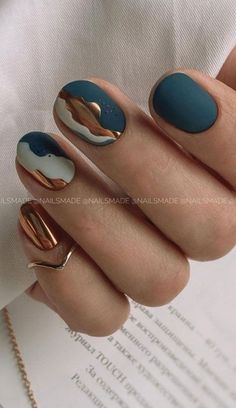 Metallic Gold Nails, Copper Nails, Mens Nails, Cute Nails For Fall, Short Nail Designs, Beauty Nail