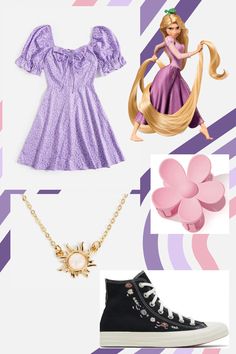 Disney Bounding Tangled, Repunzal Tangled Inspired Outfit, Disney Pixar Outfit Ideas, Rapunzel Outfit Ideas Modern Disney, Rapunzel Inspired Outfit Casual, Disney Themed Outfits For Women, Disney Character Outfits Women