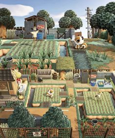 an animated farm scene is shown in this screenshot from the video game animal crossing