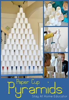 paper cup pyramids for kids to play with