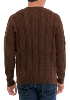 A classic cable-knit build adds timeless texture to this crew neck sweater from Weatherproof Vintage. | Weatherproof Vintage Men's Cable Knit Crew Neck Sweater, Medium Classic Cable Knit Crew Neck Sweater, Cable Knit Crew Neck Outerwear For Cold Weather, Classic Cable Knit Crew Neck Outerwear, Classic Crew Neck Cable Knit Outerwear, Brown Cable Knit Crew Neck Sweater, Classic Crew Neck Outerwear For Cold Weather, Classic Brown Cable Knit Sweater, Classic Textured Knit Crew Neck Outerwear, Neck Sweater