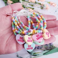 This Sweet Heart Bracelets are the perfect cute gift for all the special girls in your life. For other Valentines bracelet designs click on the link below: https://www.etsy.com/listing/1390110680 https://www.etsy.com/listing/1404334779 https://www.etsy.com/listing/1404336861 This listing is for your choose of one bracelet either in the child size or the adult size. It is adjustable and made with very strong and durable nylon string.  It is strung with pastel colored rainbow beads, silver plated Multicolor Jewelry For Best Friend Valentine's Gift, Multicolor Jewelry For Best Friend On Valentine's Day, Cute Heart Beaded Bracelets For Valentine's Day, Valentine's Day Gift Charm Bracelet With Heart Beads, Cute Heart Beads Beaded Bracelets For Valentine's Day, Pink Heart Friendship Bracelets For Best Friend Gift, Multicolor Bracelets For Birthday And Valentine's Day, Valentine's Day Best Friend Gift Heart Charm Bracelet, Personalized Cute Heart Bracelet