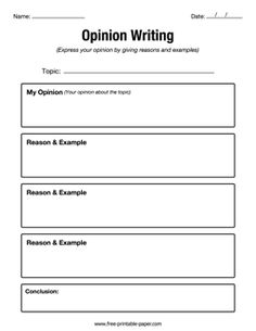 an opinion writing worksheet with the words opinion written in black and white on it