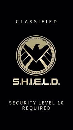 the shield shield logo is shown in black and gold, with an eagle on it