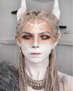 Viking Wig, Light Elves, Light Elf, Norse Paganism, Elf Cosplay, Creepy Halloween Makeup, Dutch Braids, White Makeup