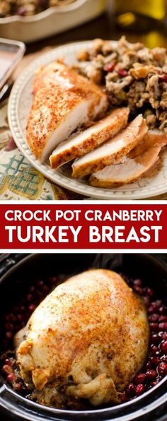 the crock pot cranberry turkey breast is ready to be cooked