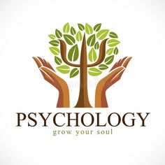 two hands holding a tree with the word psychology on it royalty illustration