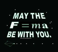 the words may the f = m be with you are written in white on a black background