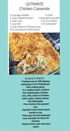 the recipe for chicken casserole is shown