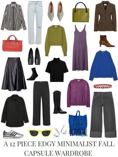 Wardrobe Fun Capsule Wardrobe, Edgy Capsule Wardrobe, Edgy Minimalist, Black Denim Shirt, Barbie Wardrobe, Lit Outfits, Small Wardrobe, Travel Capsule Wardrobe, Minimalist Capsule Wardrobe