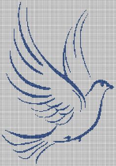 a cross stitch pattern with a bird flying in the sky