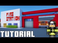 a fire station with a man standing in front of it and the words fire station written on