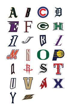 the letters are all different colors and sizes