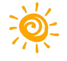 an orange sun with rays coming out of the center on a white background, logo or icon